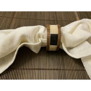 Nautica Vintage natural new black white napkin rings 6